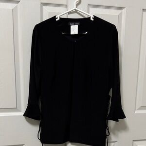 MaxMara Black Long-Sleeve Ruffle Cuff Top
